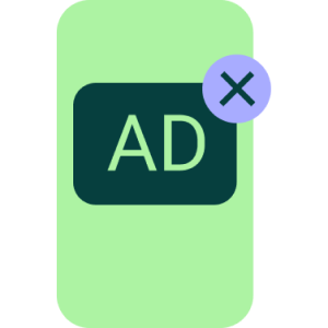 Ad icon with a close button overlay.