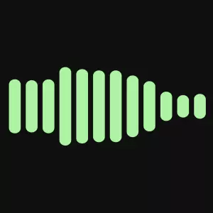 Illustration of soundwaves represented by green bars of varying heights, resembling an audio signal on a black background.